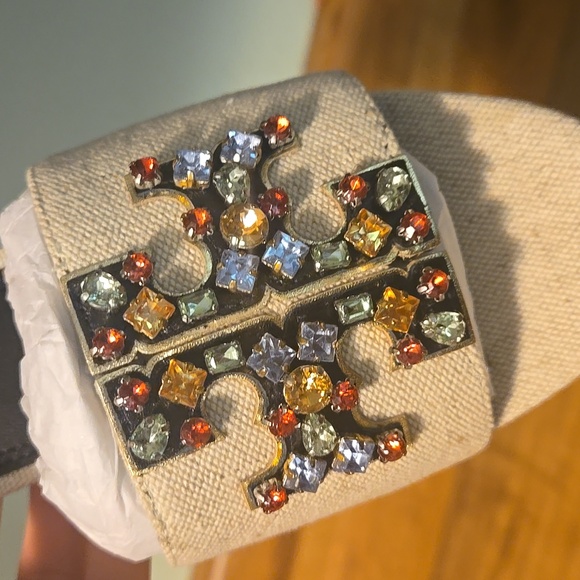 Tory Burch Cream Mules with Embellished Detail - Picture 10 of 10